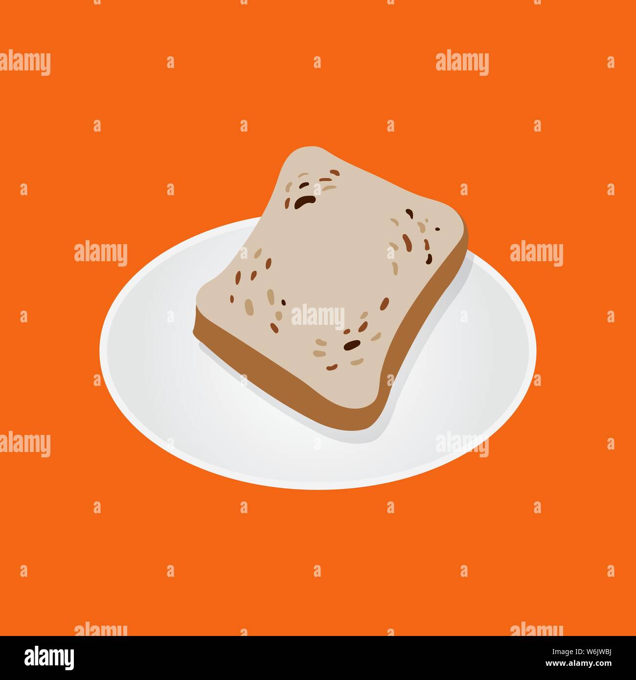 Fetta di pane sul piatto vector.fetta di pane di grano Illustrazione Vettoriale