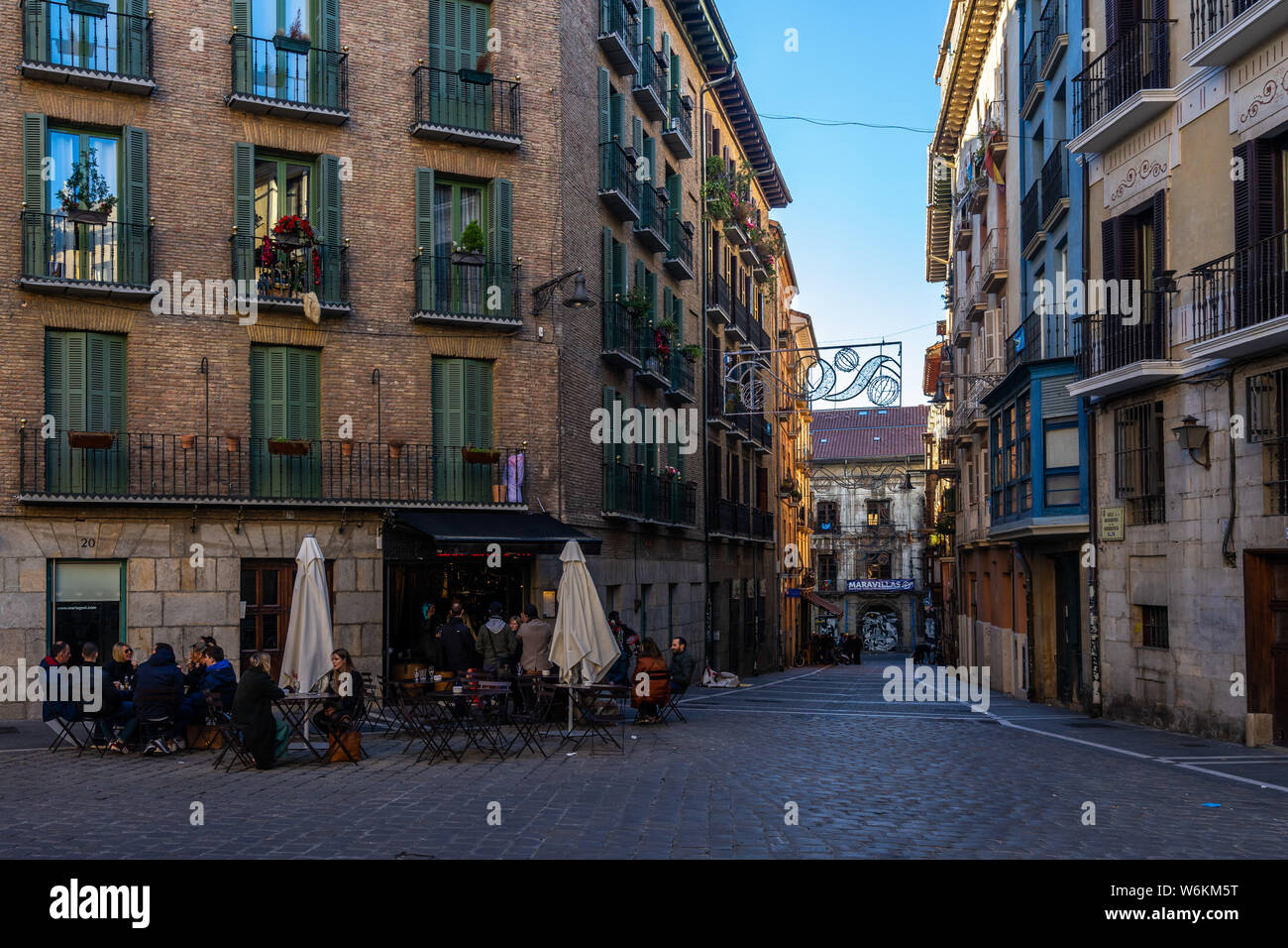 Coffee shop in Pamplona città vecchia. Pamplona, Navarra, Spagna, Dicembre 2018 Foto Stock