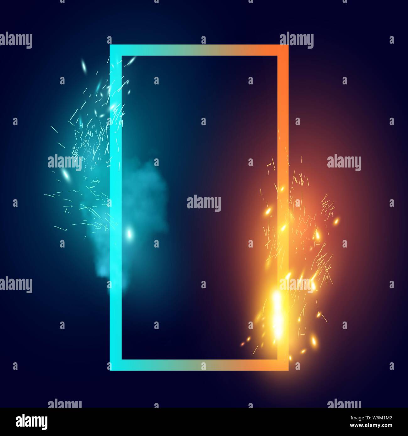 Il fuoco e il ghiaccio SCINTILLE E FUMO forma astratta effetto. Illustrazione Vettoriale Illustrazione Vettoriale