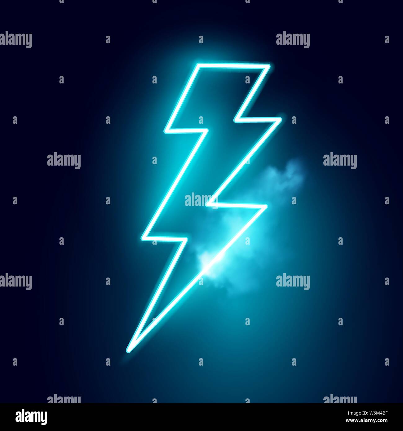 Un neon blu elettrico di fulmine segno del vettore. Illustrazione Vettoriale