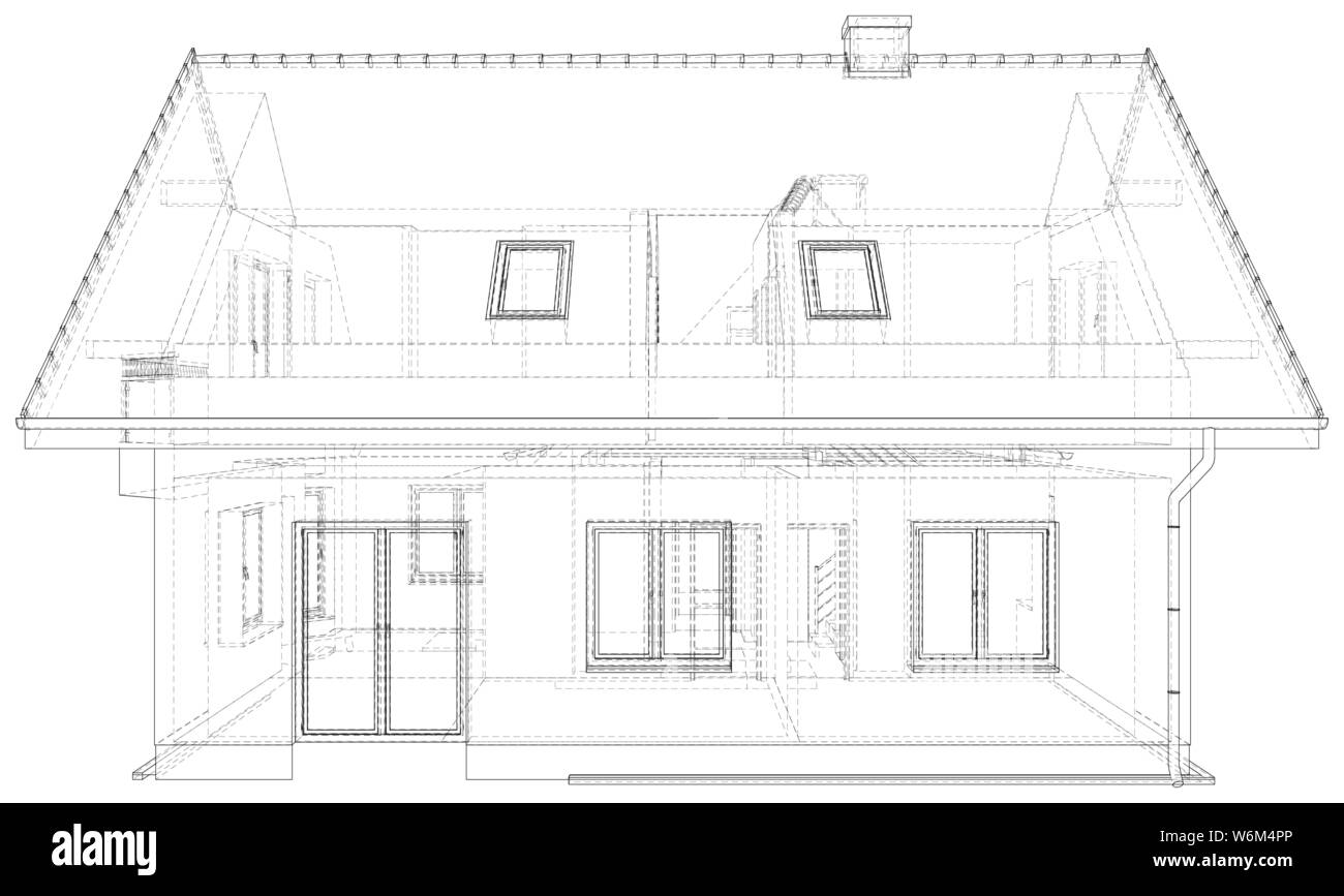 Filo di casa blueprint - isolate su uno sfondo bianco Illustrazione Vettoriale