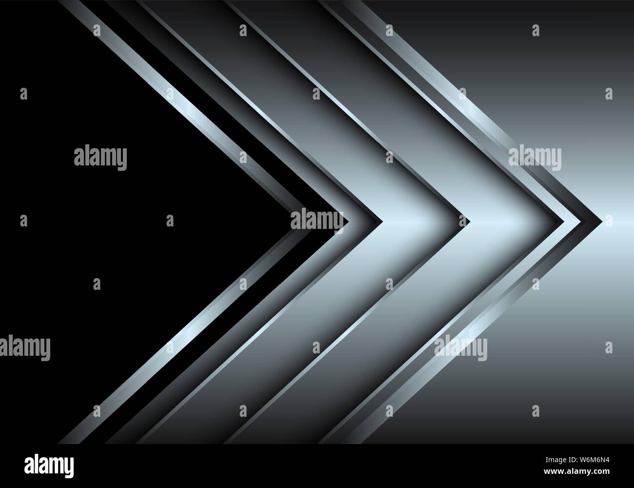 Abstract argento strato freccia di direzione con il nero lo spazio vuoto di design di lusso moderno sfondo futuristico illustrazione vettoriale. Illustrazione Vettoriale