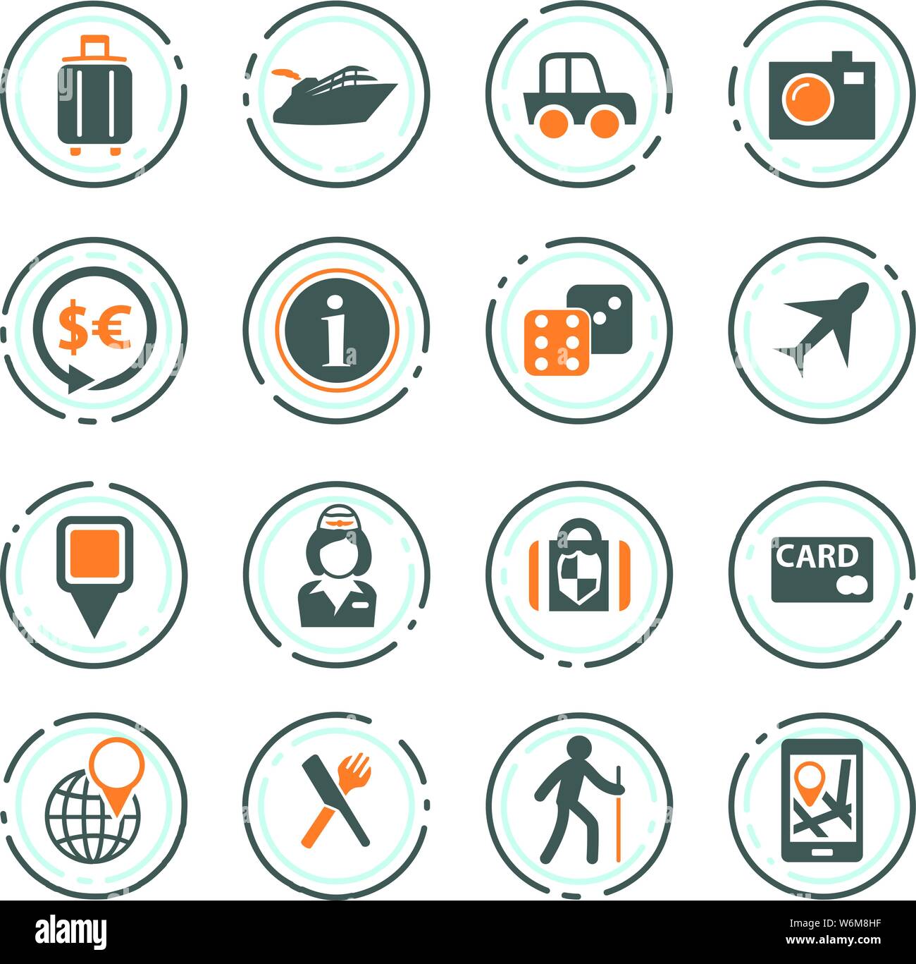 Icona del viaggio impostata per siti web e interfaccia utente Illustrazione Vettoriale