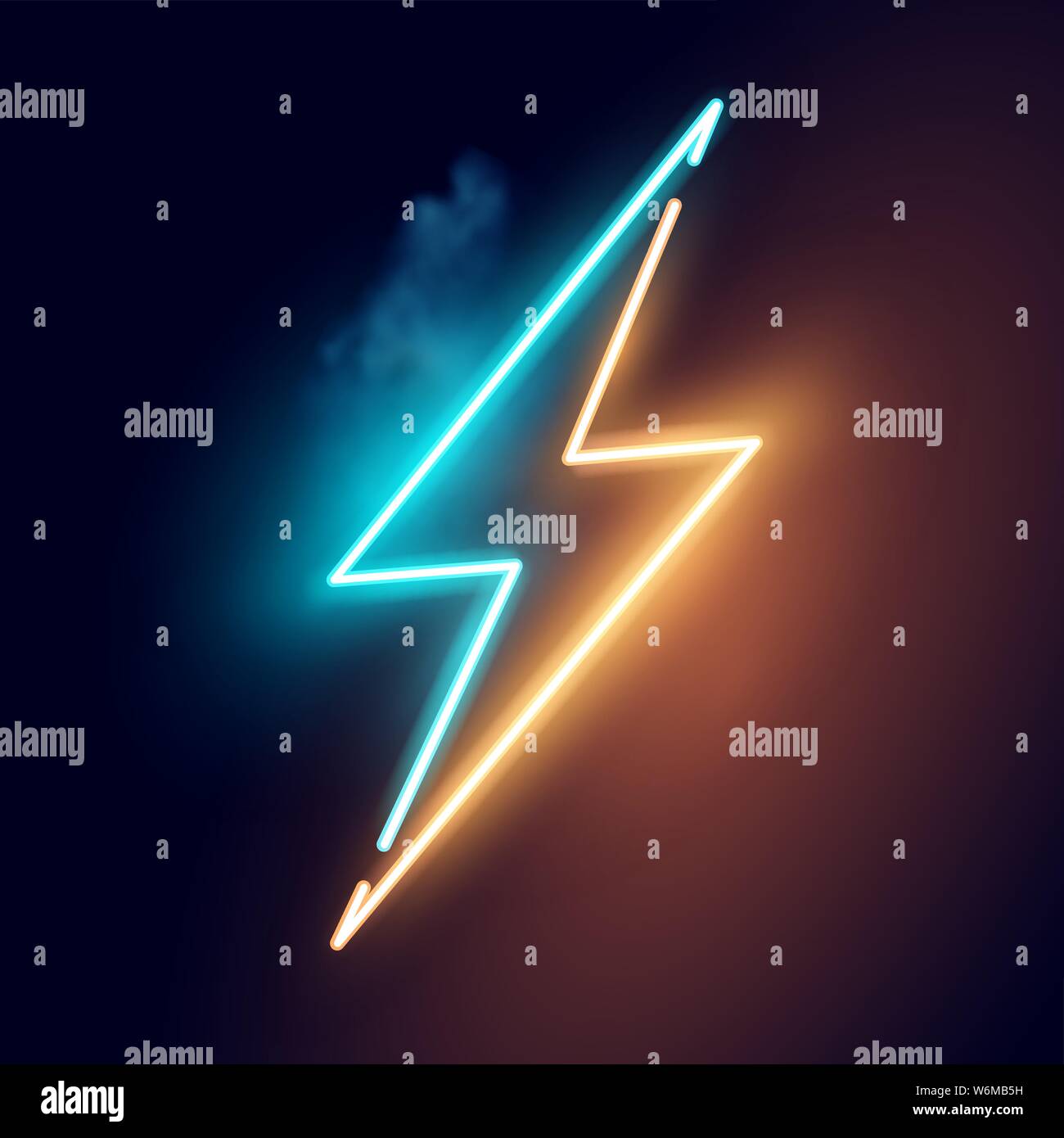 Un incandescente Neon Electric Lightning Bolt segno. Illustrazione Vettoriale. Illustrazione Vettoriale