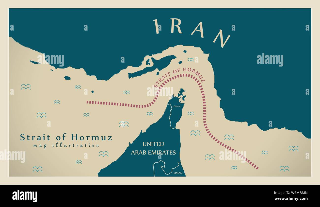 Mappa vettoriale grafica dello stretto di Hormuz, Iran, Oman Immagine e  Vettoriale - Alamy