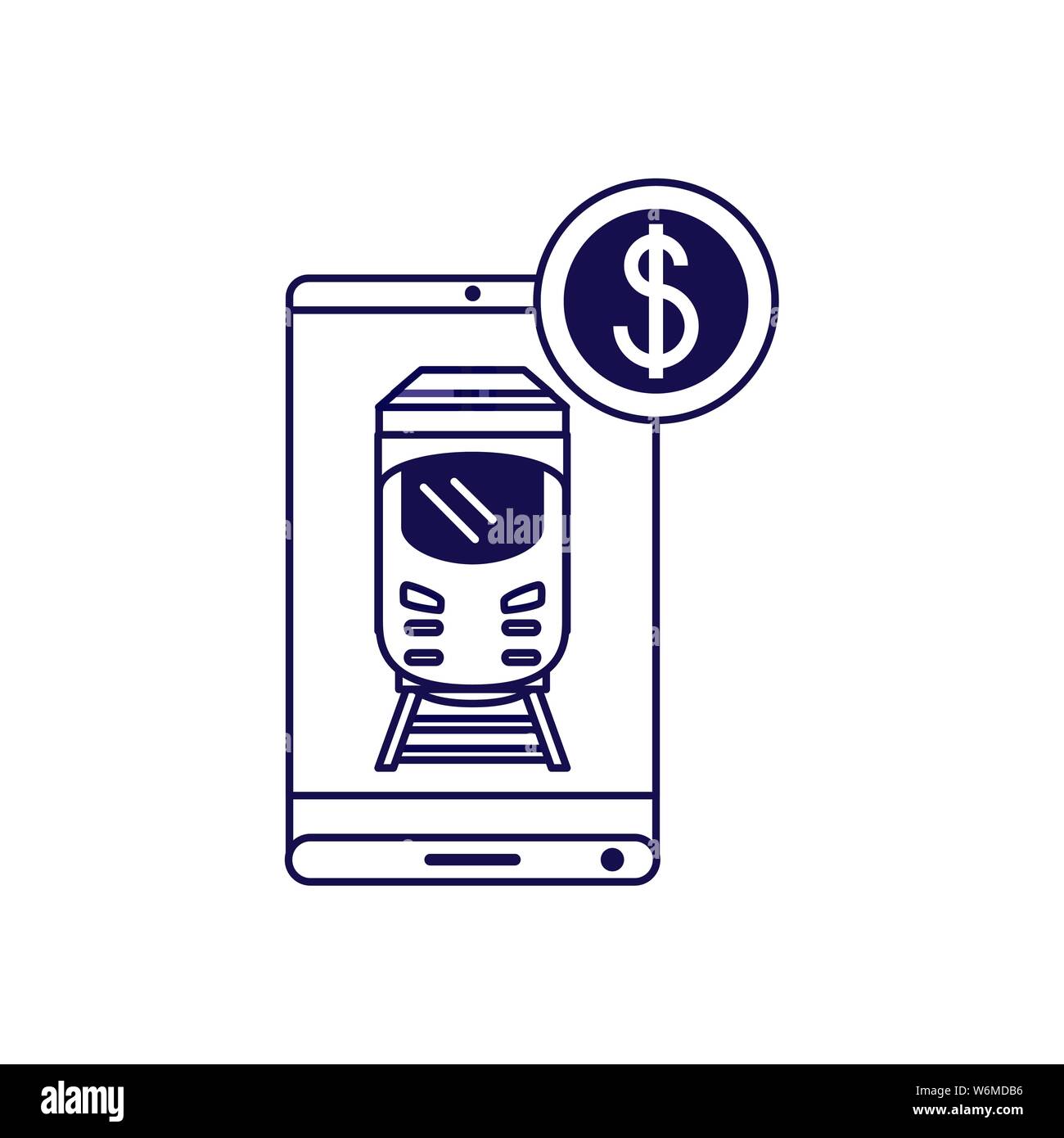 Dispositivo smartphone con un viaggio in treno vettore app illustration design Illustrazione Vettoriale