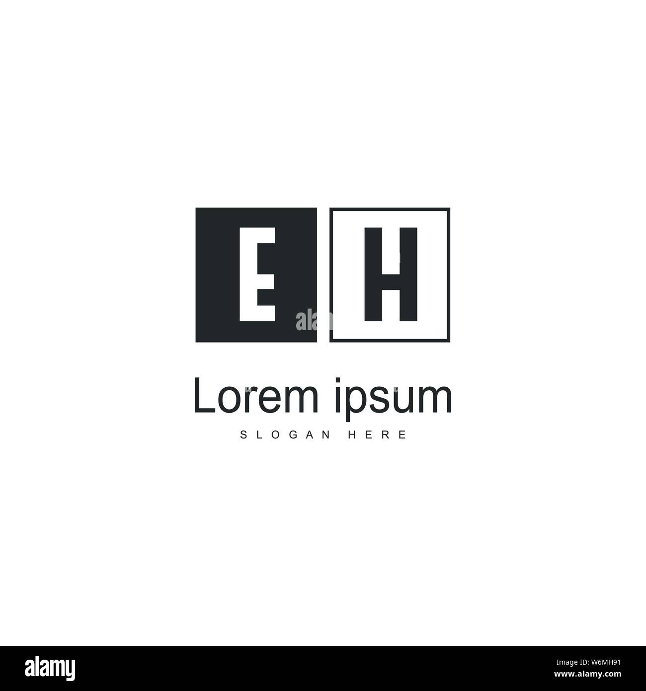 Iniziale logo EH modello con telaio moderno. EH minimalista lettera logo illustrazione vettoriale design Illustrazione Vettoriale
