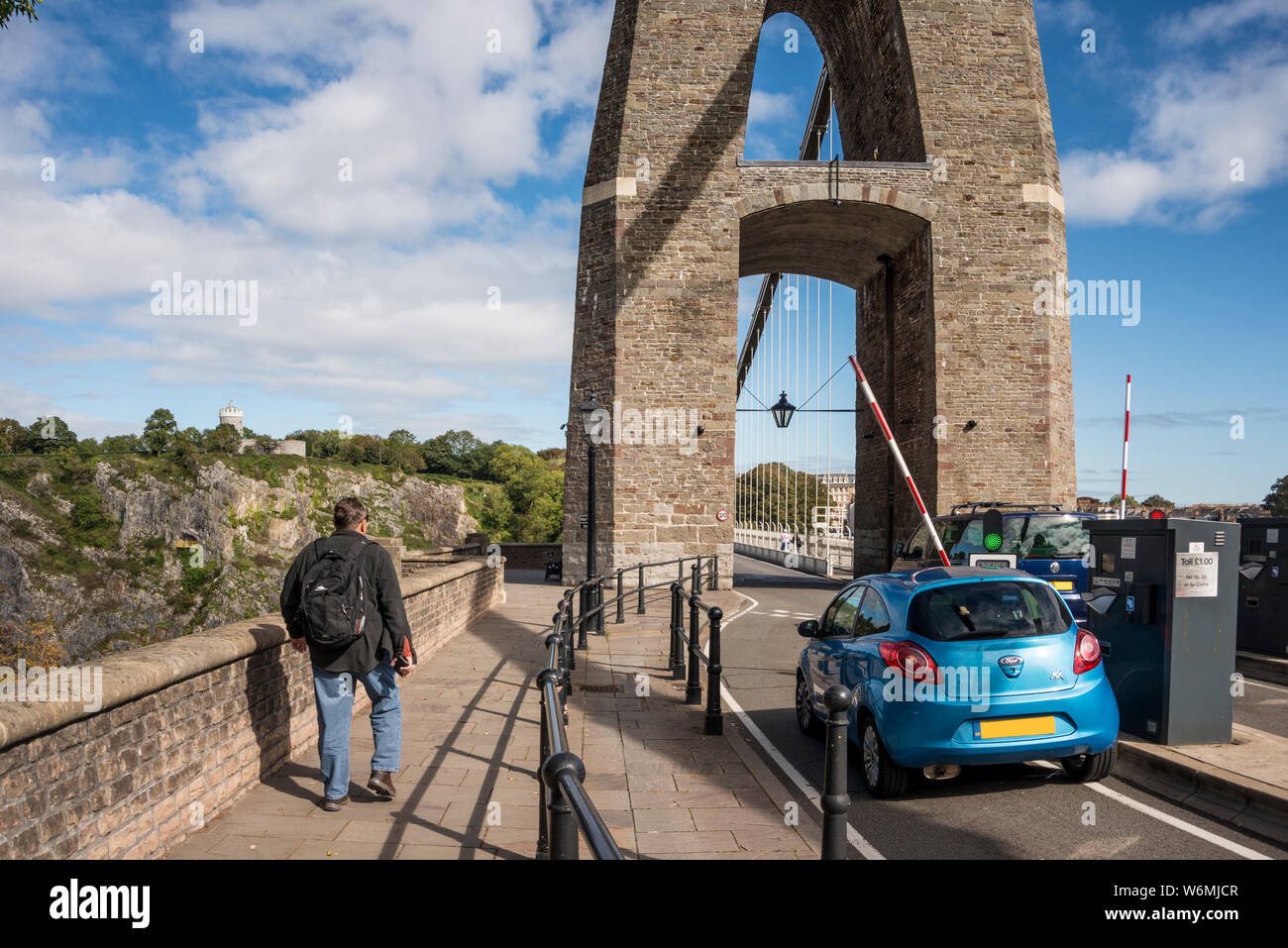 Il Clifton Suspension Bridge spanning Avon Gorge e il fiume Avon, Bristol, Regno Unito Foto Stock