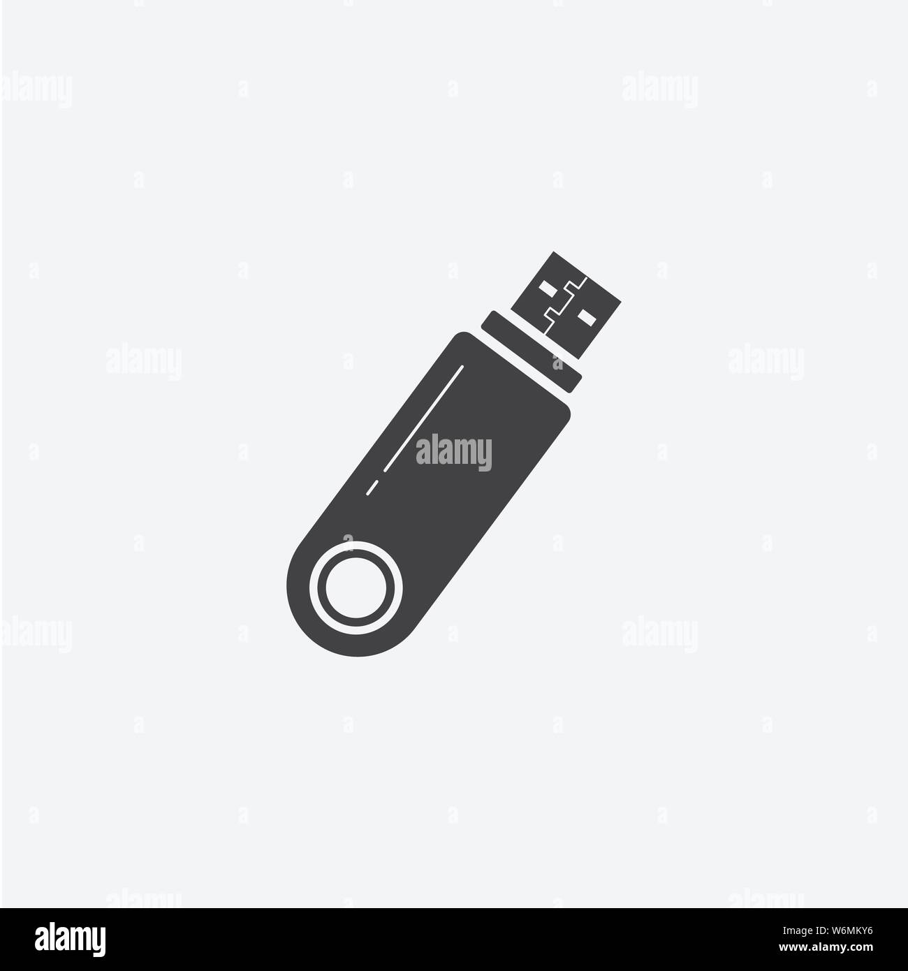 Icona Flash USB glifo. Design in stile monocromatico elemento semplice. Icona usb flash nera per il Web e i dispositivi mobili. Raccolta di computer Illustrazione Vettoriale