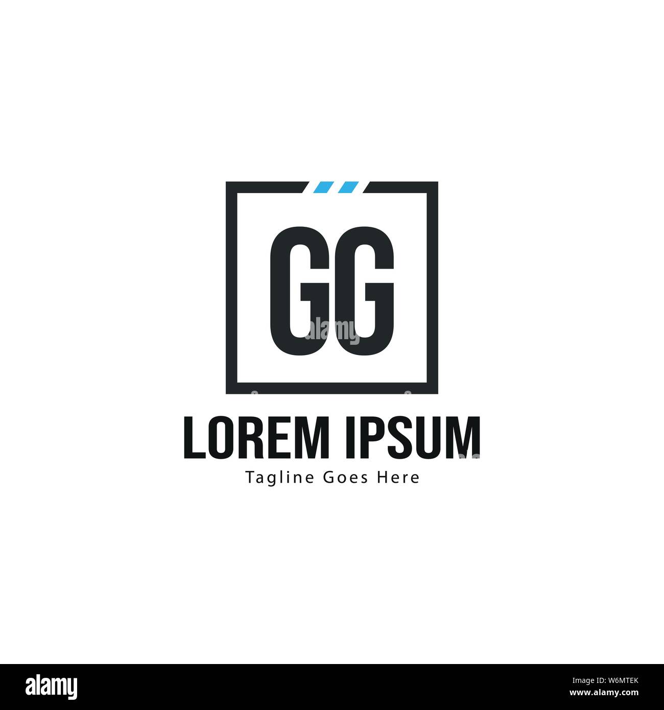 Iniziale logo GG Modello con telaio moderno. GG minimalista lettera logo illustrazione vettoriale design Illustrazione Vettoriale