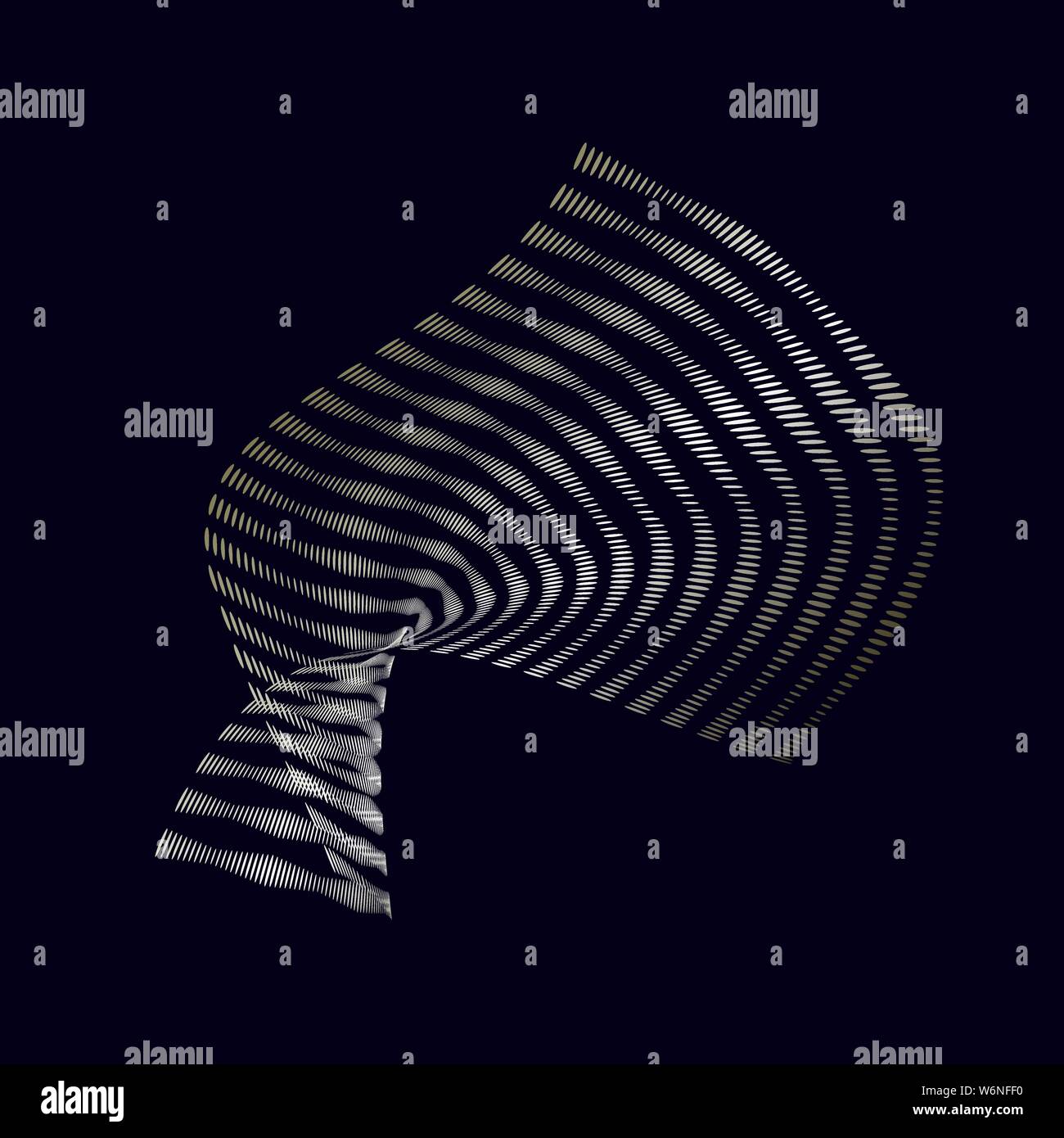 Abstract 3d sfondo con curve e linee di onda da punti modello. Ripple sottile onde su uno sfondo nero. Illustrazione Vettoriale Illustrazione Vettoriale