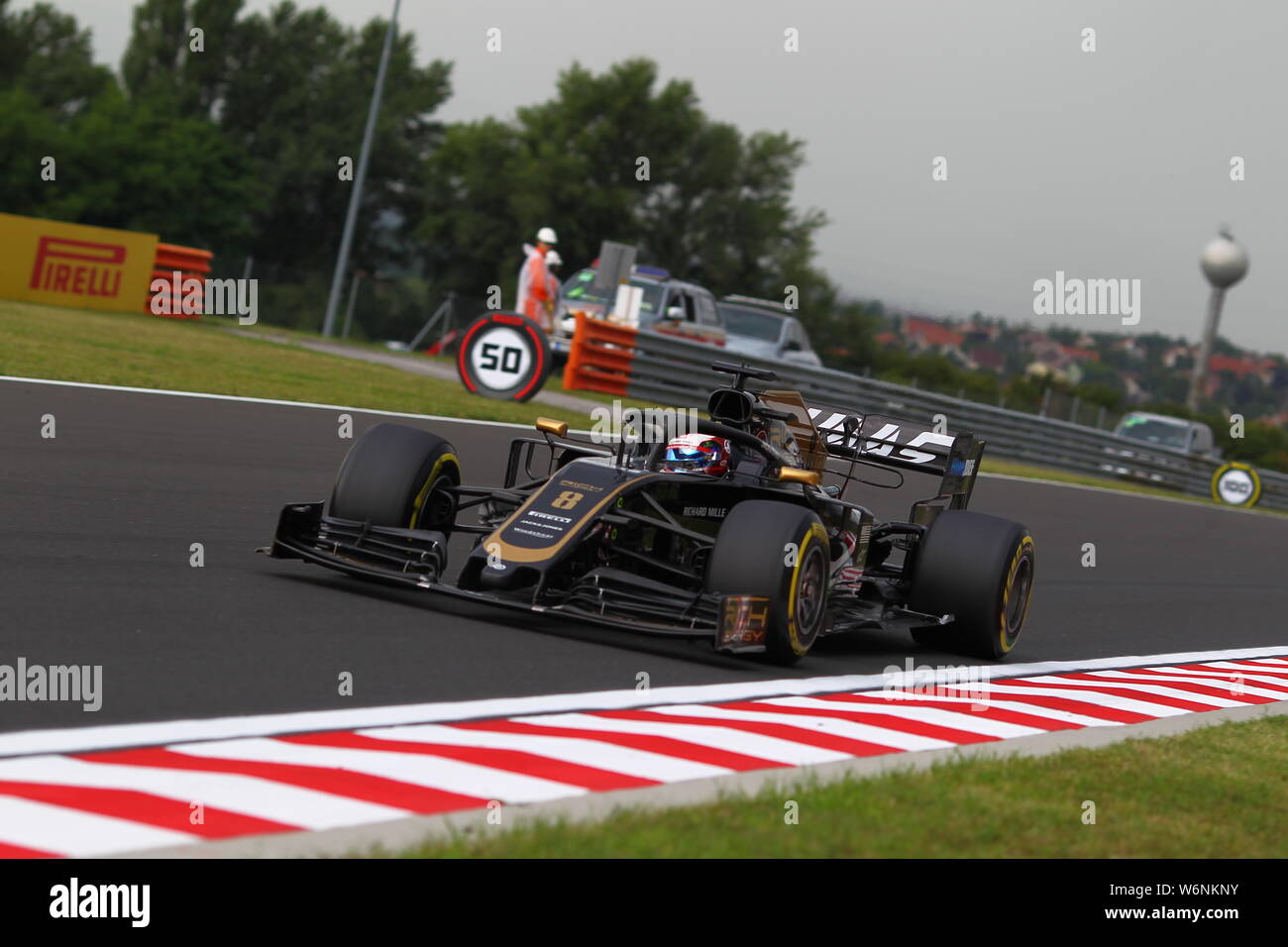 Budapest Budapest.02Aug, 2019. #08 Romain Grosjean, Haas Team di F1. GP di Ungheria, Budapest 2-4 agosto 2019 Credit: Indipendente Agenzia fotografica/Alamy Live News Foto Stock