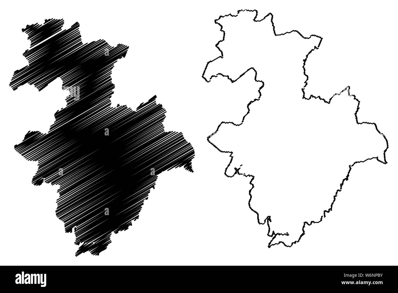 Regione di Kindia (suddivisioni della Guinea, Guinea Conakry, Guinea Francese) mappa illustrazione vettoriale, scribble schizzo Kindia mappa Illustrazione Vettoriale