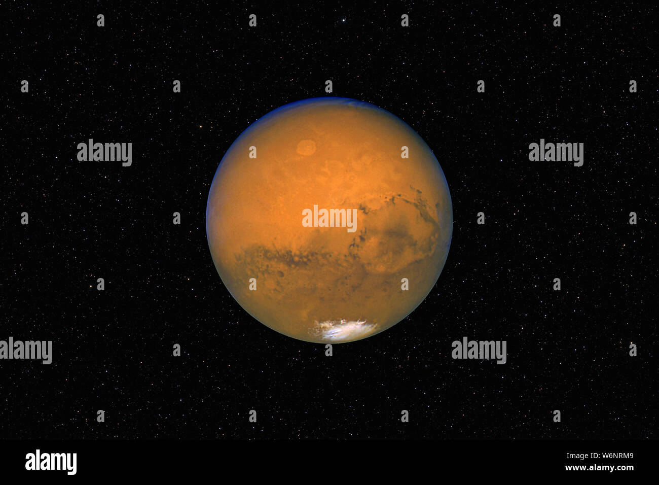 Pianeta Marte contro il buio cielo stellato sfondo nel Sistema Solare, gli elementi di questa immagine fornita dalla NASA Foto Stock