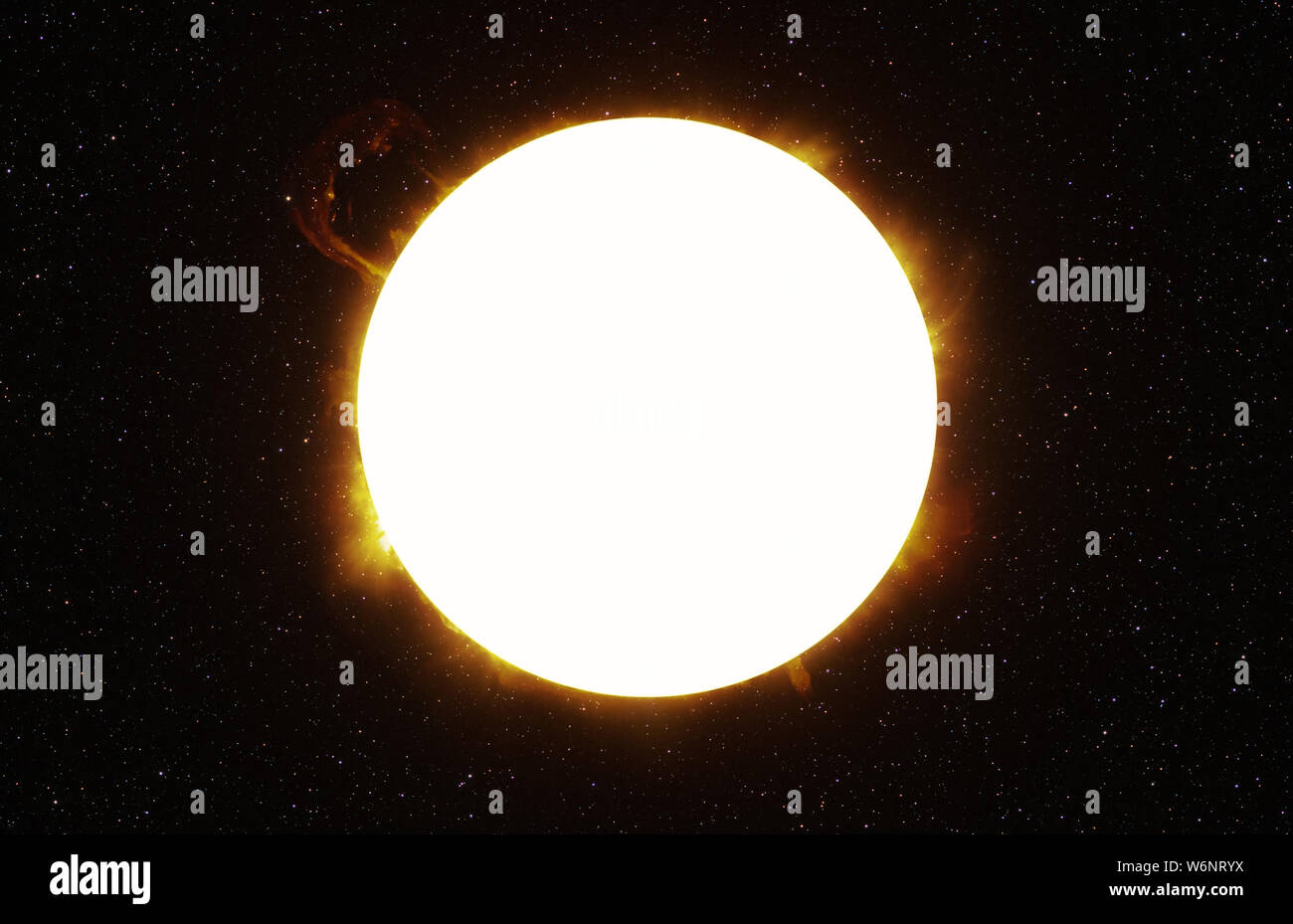 Sole brillante contro il buio cielo stellato nel Sistema Solare, gli elementi di questa immagine fornita dalla NASA Foto Stock