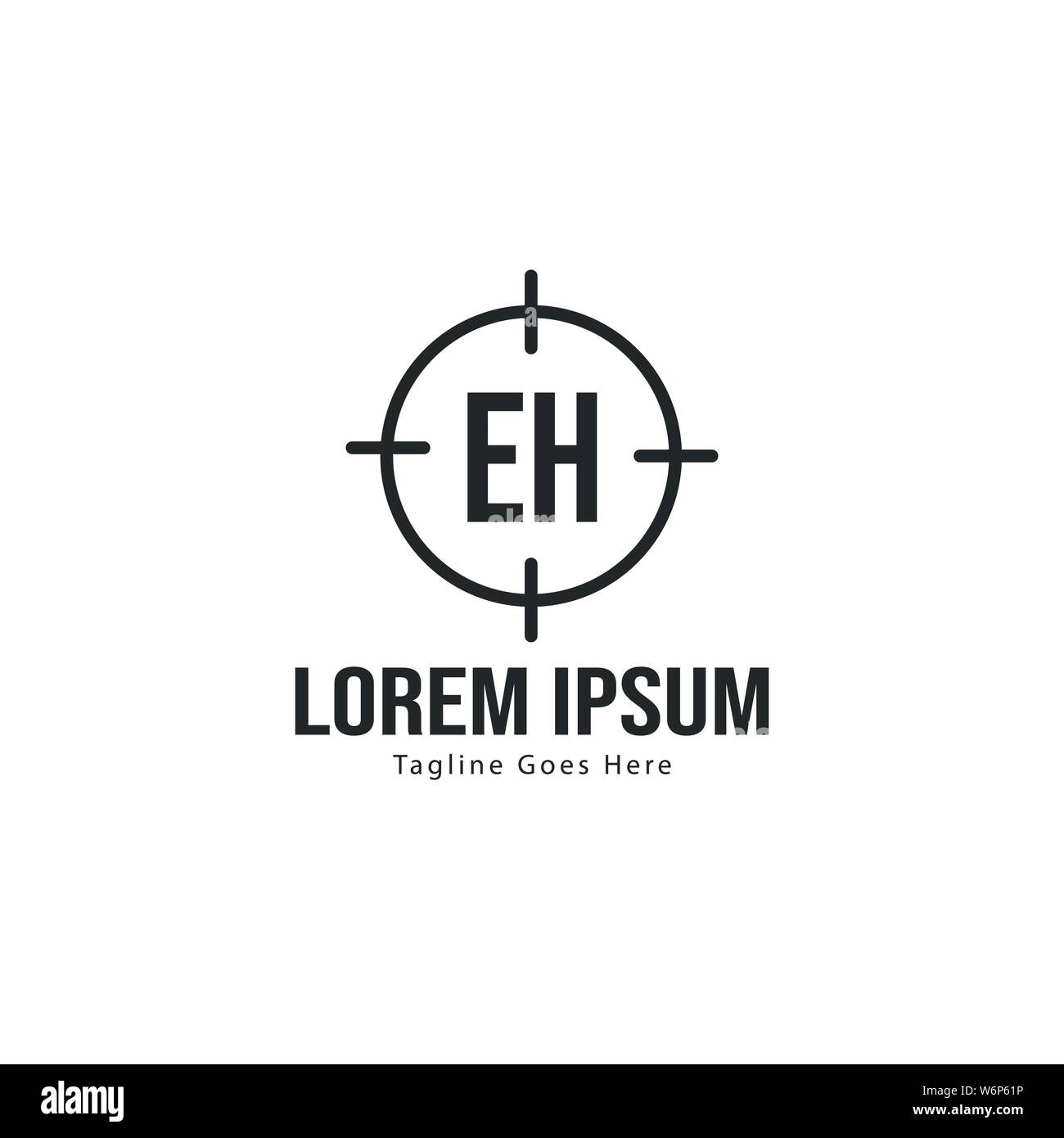 Iniziale logo EH modello con telaio moderno. EH minimalista lettera logo illustrazione vettoriale design Illustrazione Vettoriale