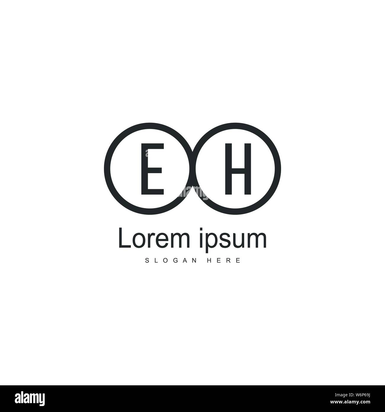 Iniziale logo EH modello con telaio moderno. EH minimalista lettera logo illustrazione vettoriale design Illustrazione Vettoriale