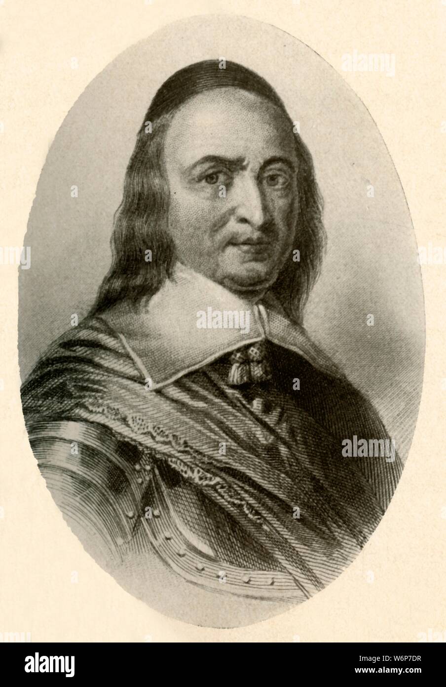 " Ritratto di Pietro Stuyvesant, governatore di New York colonia, mostrando le armature e un nero cranio-cap', 1647, (1937). Peter Stuyvesant ((1592-1672) servita come ultimo olandese direttore generale della colonia di Nuova Olanda dal 1647 fino a quando non è stato ceduto a titolo provvisorio per l'inglese nel 1664, dopo che esso è stato rinominato in New York. Da "Storia del costume americano - Prenota uno 1607-1800", da Elisabeth McClellan. [Tudor Publishing Company, New York, 1937] Foto Stock