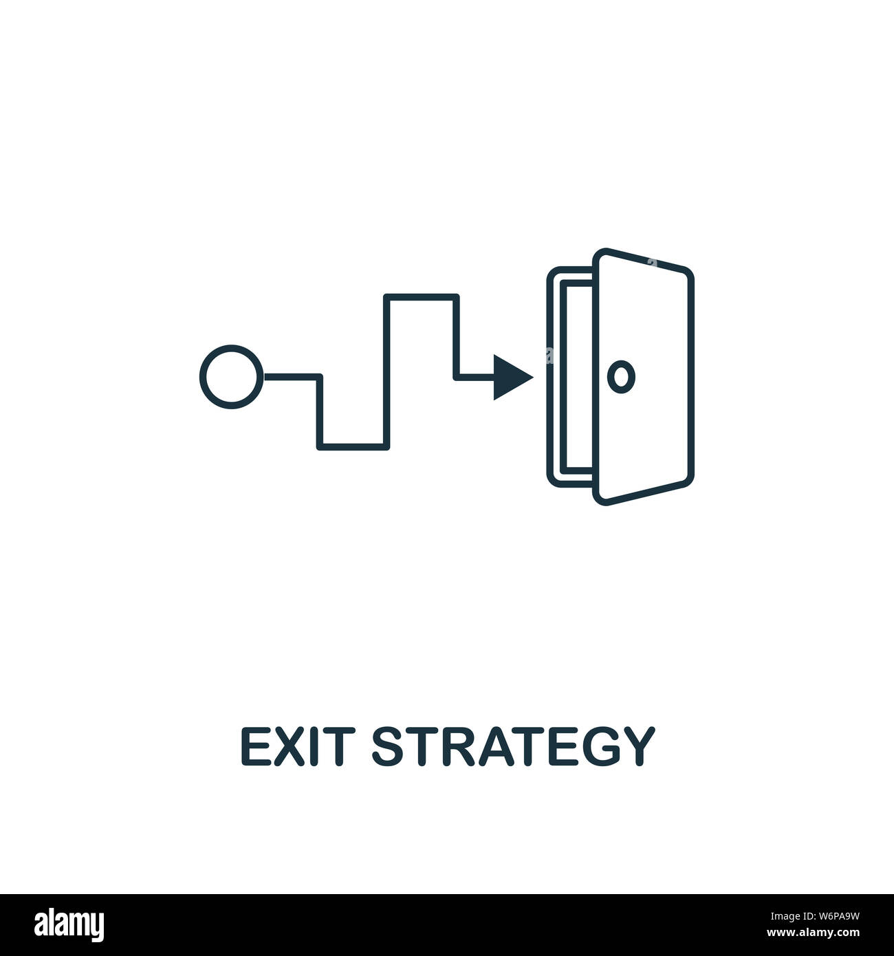 Strategia di uscita icona di contorno. Linea sottile elemento dal crowdfunding raccolta di icone. Interfaccia utente e UX. Pixel perfetta strategia di uscita icona per web design, applicazioni Foto Stock