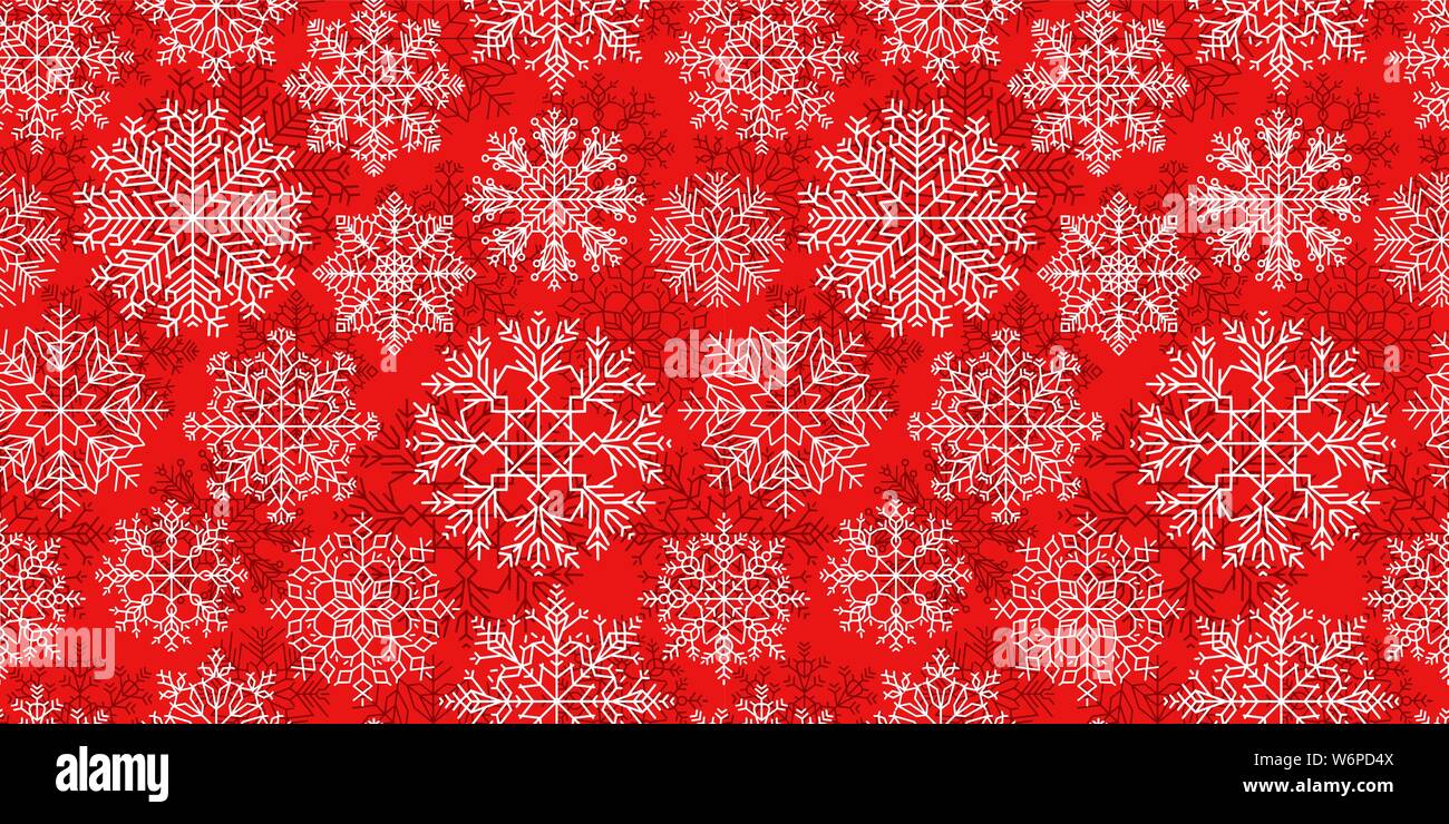 Fiocchi di neve decorativi, sfondo senza cuciture. Decorazione di Natale, modello invernale. Illustrazione vettoriale Illustrazione Vettoriale