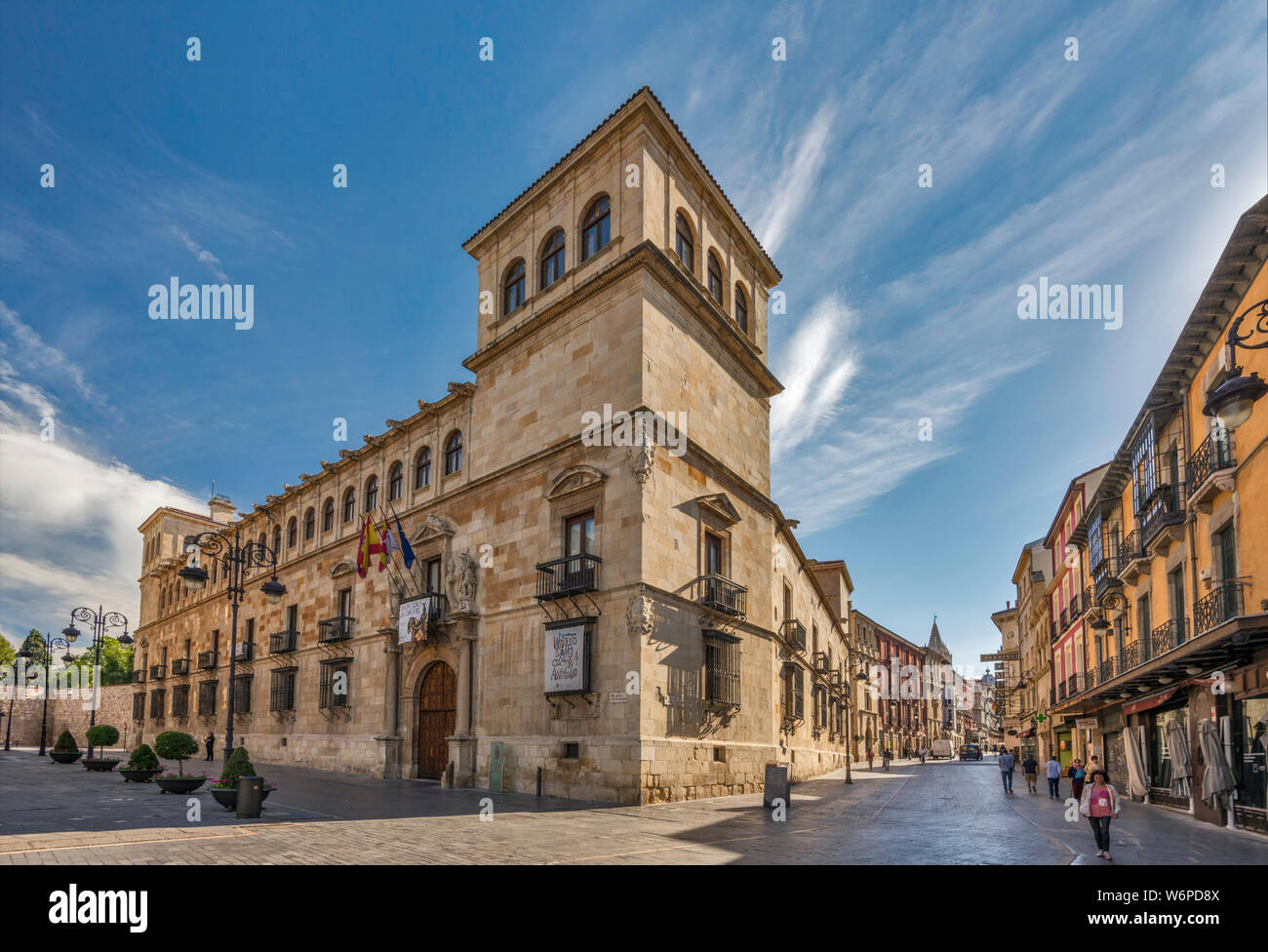 Palacio de los Guzmanes, XVI secolo, in stile rinascimentale, Calle Ancha, in Leon, Castilla y Leon, Spagna Foto Stock