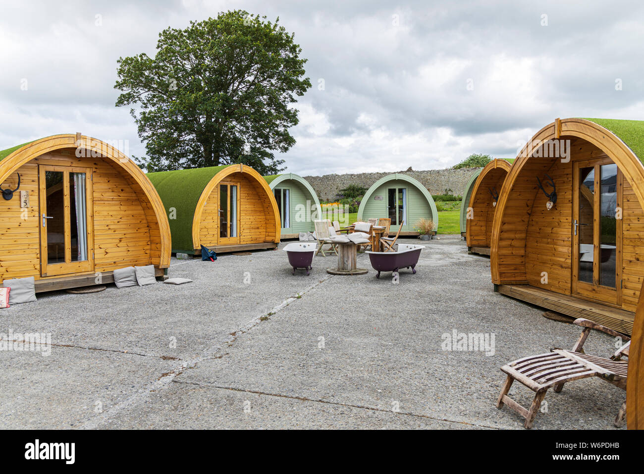 Glamping cialde a casa Cloughjordan, nella contea di Tipperary, Irlanda Foto Stock