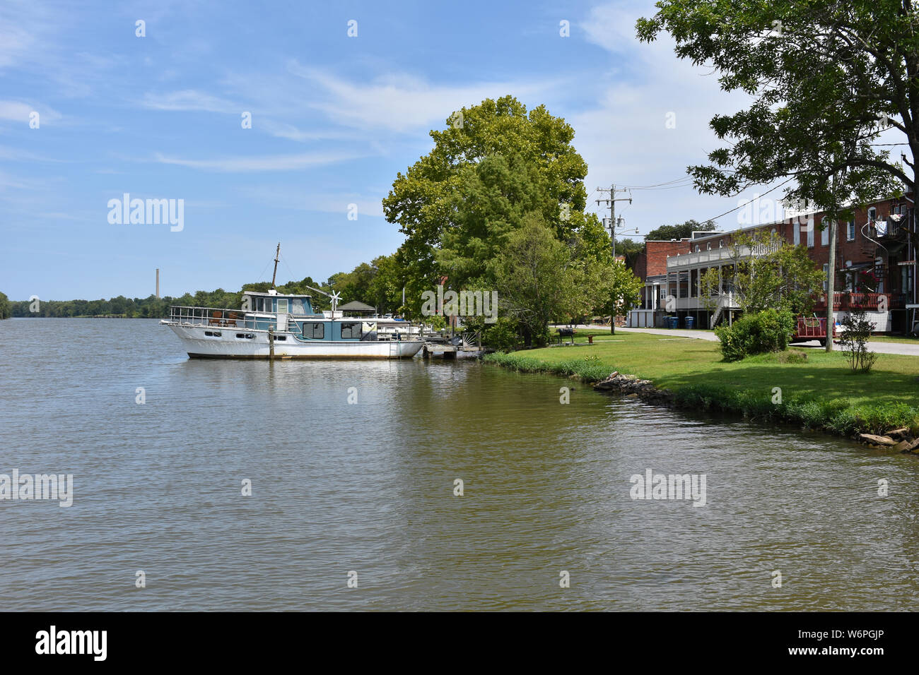 Il fiume Roanoke in Plymouth, North Carolina, Stati Uniti d'America. Foto Stock
