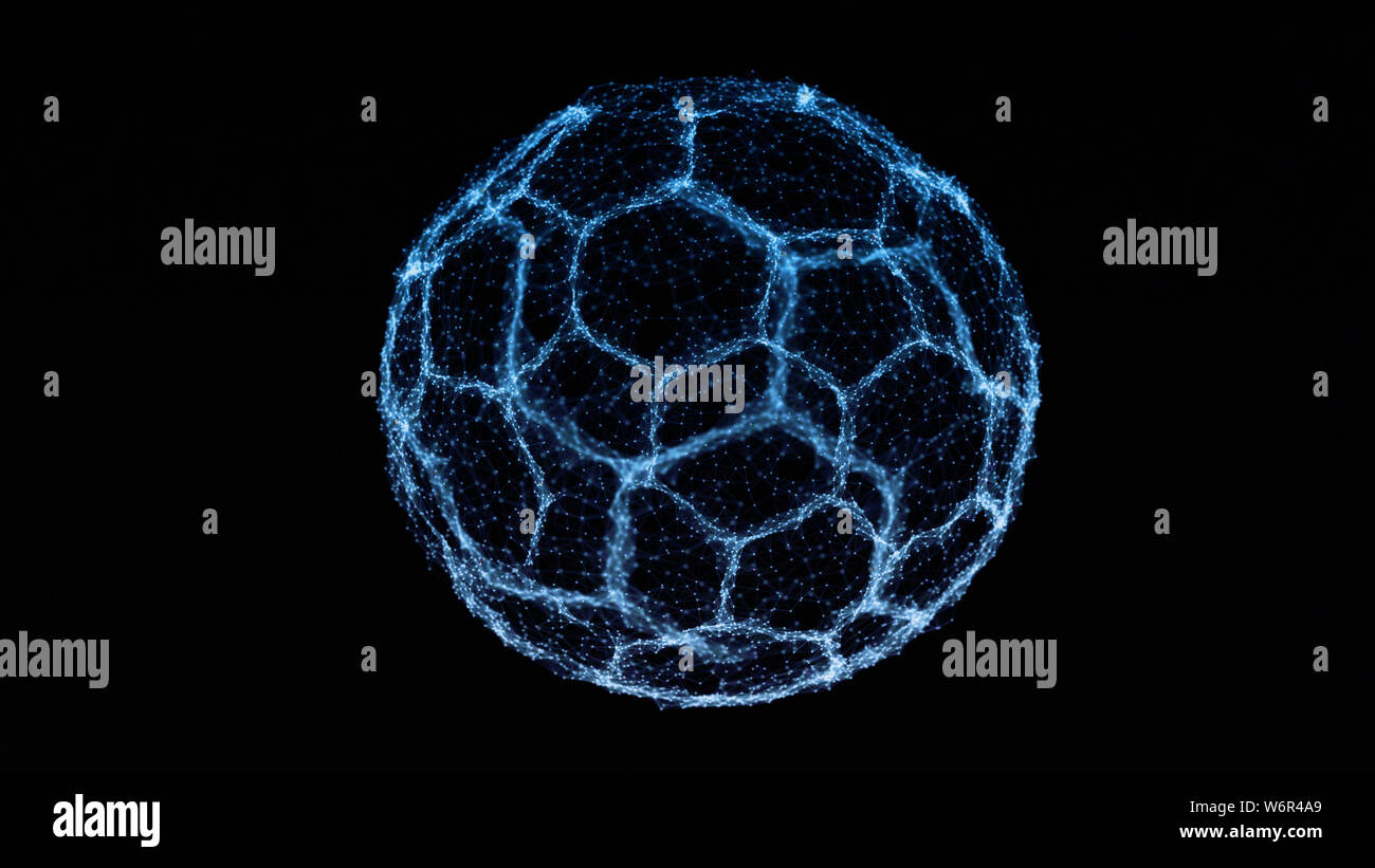 E-sport tecnologia astratta. Digital soccer ball connessioni di rete. 3D illustrazione Foto Stock