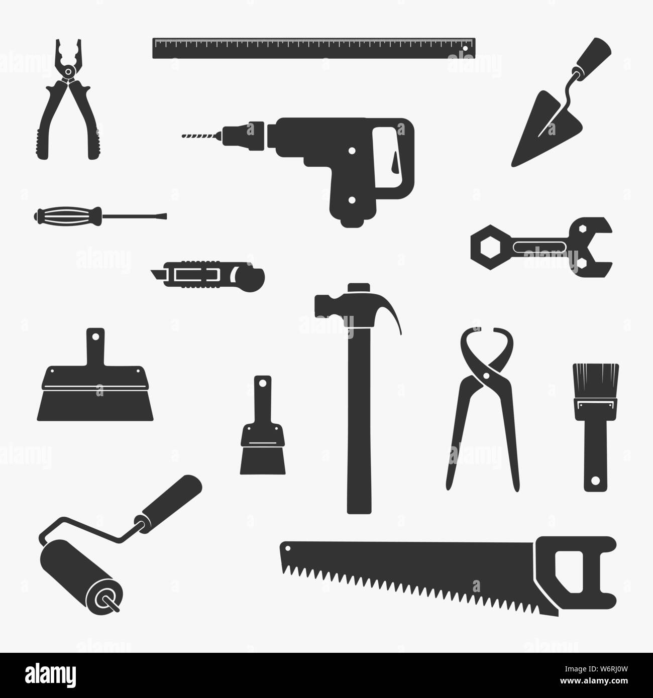 Lo strumento di lavoro del set di caratteri illustrazione vettoriale Illustrazione Vettoriale