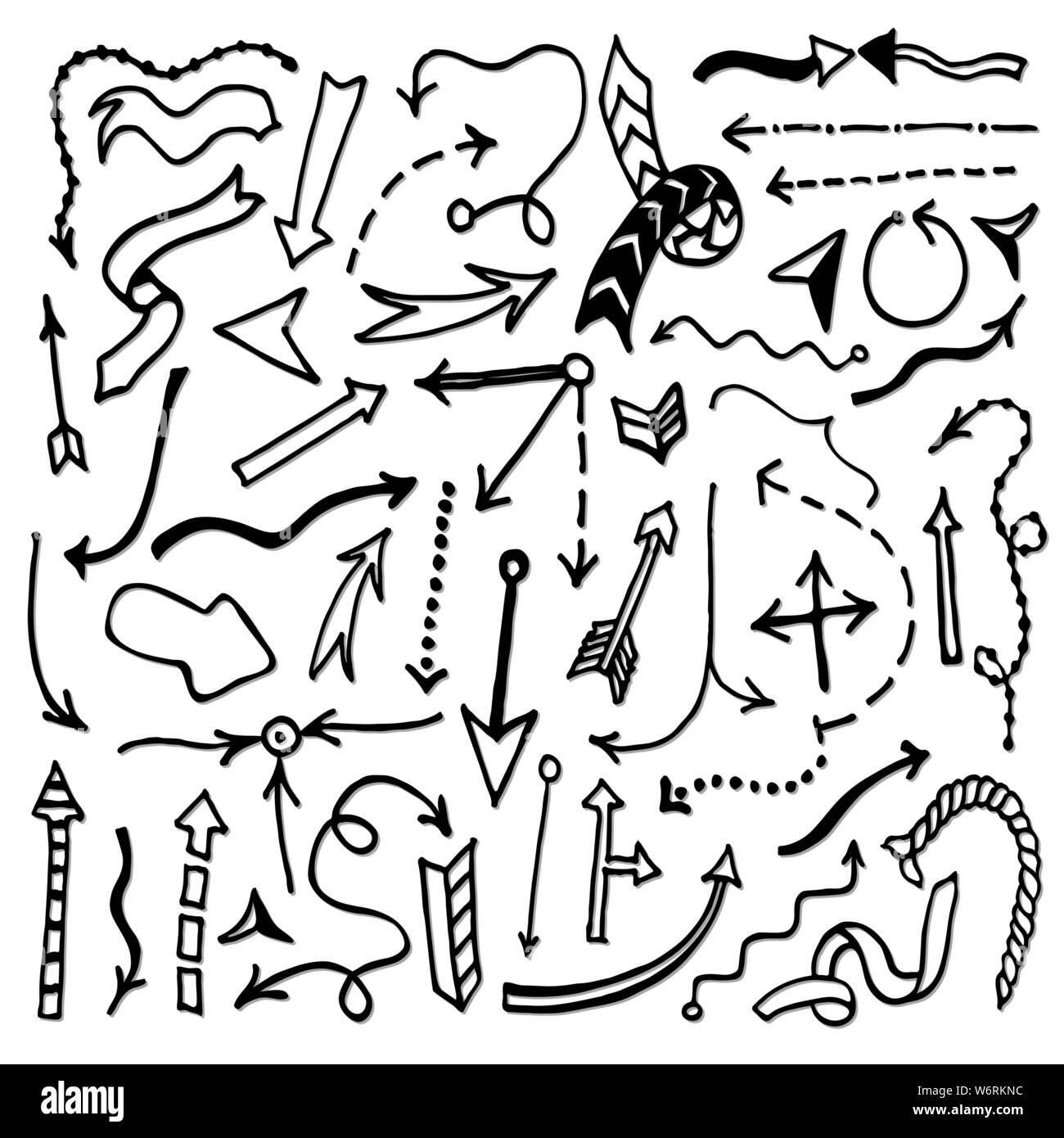 Carino vintage disegnati a mano frecce realizzati nel vettore. Bella completamente modificabile business design elemento. Illustrazione Vettoriale