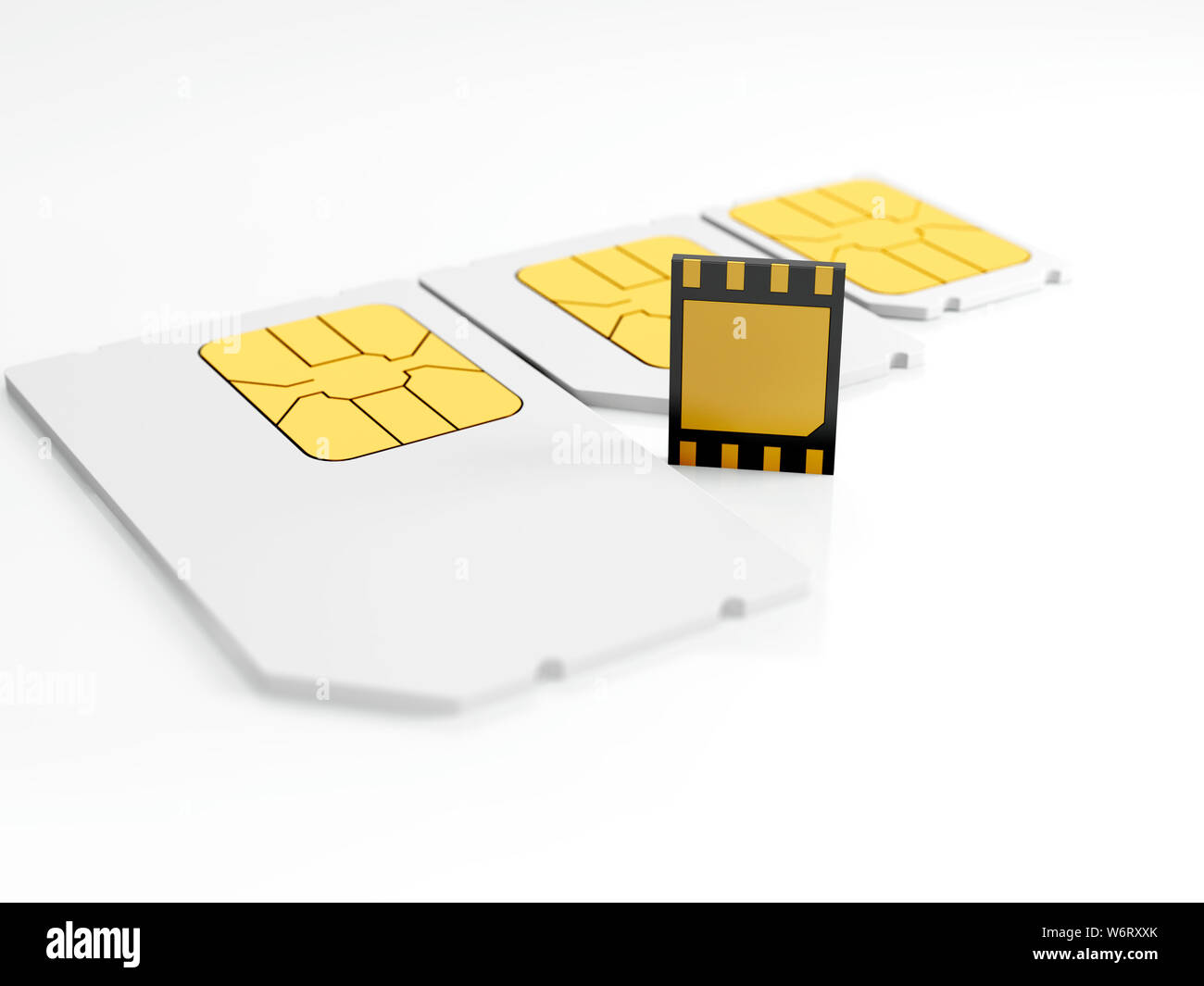 ESIM e schede SIM, illustrazione. Foto Stock