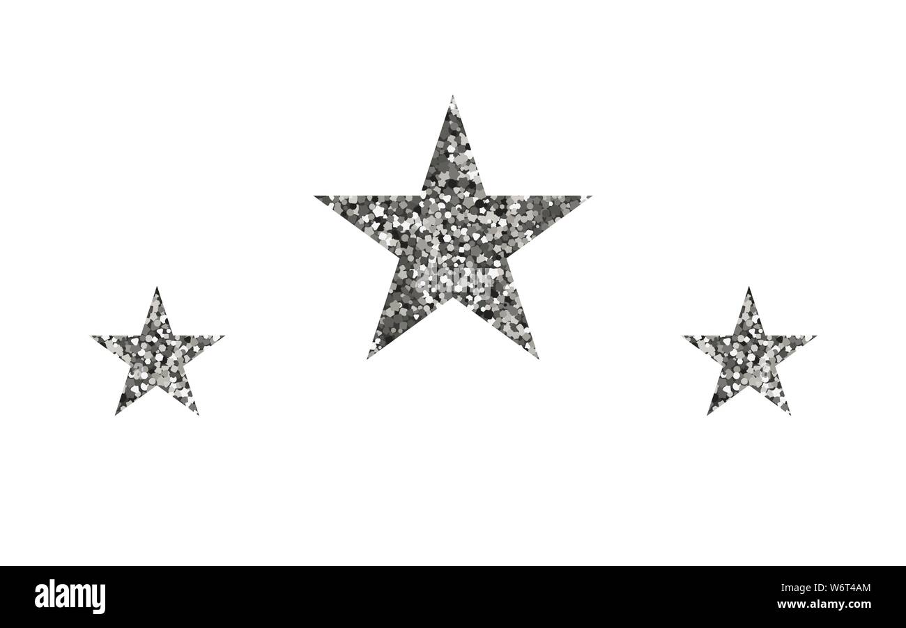 Silver stars forma su sfondo bianco. Illustrazione Vettoriale. Decorazioni luminose. Illustrazione Vettoriale