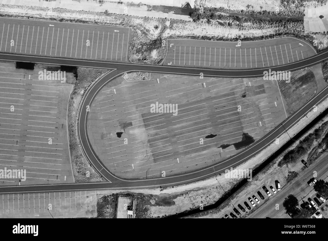 Vista aerea della Ford Motor Company azienda automobilistica in Hermosillo industrial park, Sonora Messico. Centinaia di nuove vetture pronte e disposte in Foto Stock