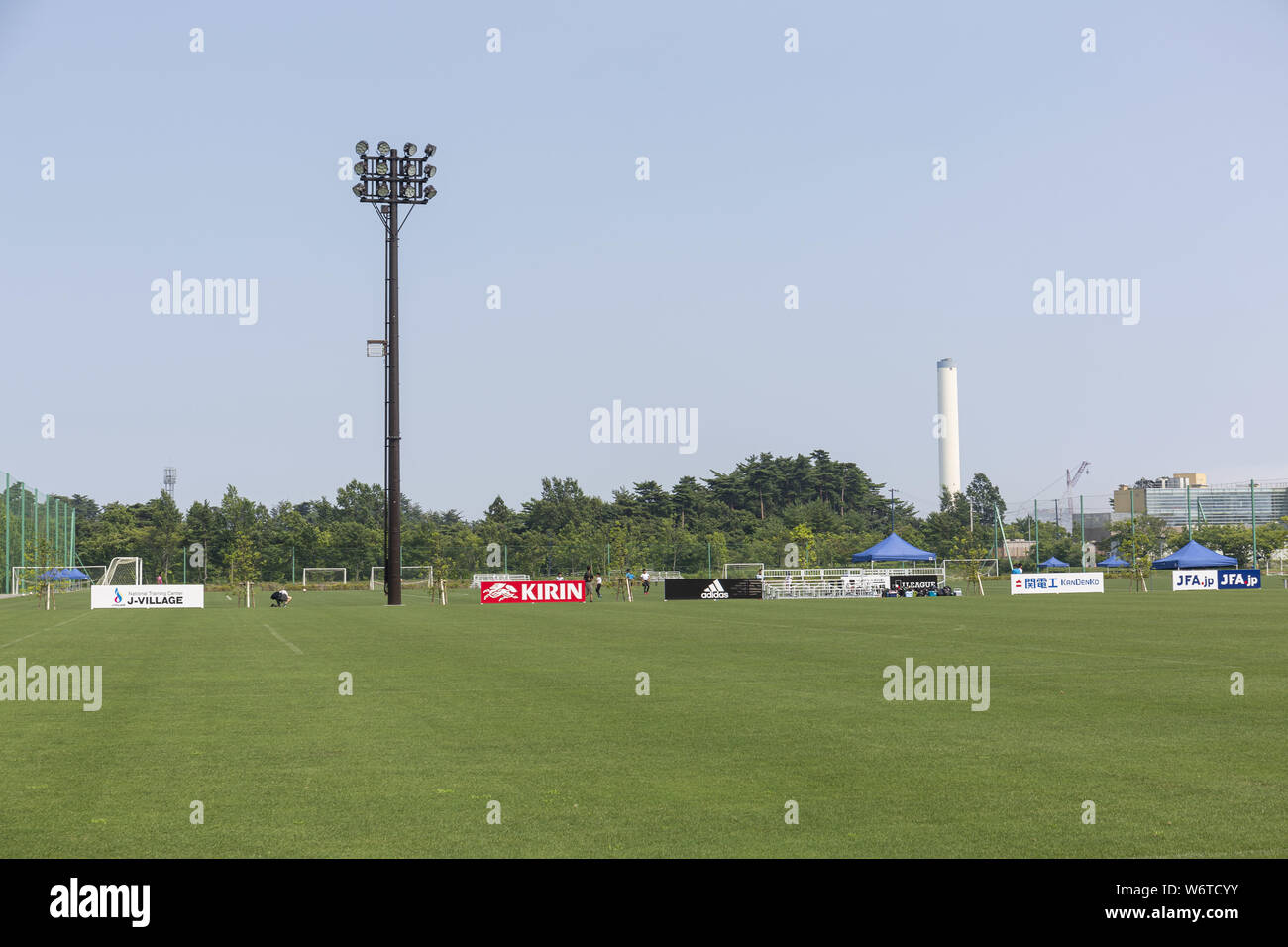 Fukushima, Giappone. 2 agosto, 2019. Una vista generale del J-villaggio National Training Centre è visto come parte della ''Tohoku Media Tour: Fukushima corso'' dell'evento. L'evento annuale organizzato dal Governo Metropolitano di Tokyo (TMG) mostra i tentativi di recupero a Fukushima area interessata dal 2011 Grande Oriente giappone terremoto. Credito: Rodrigo Reyes Marin/ZUMA filo/Alamy Live News Foto Stock