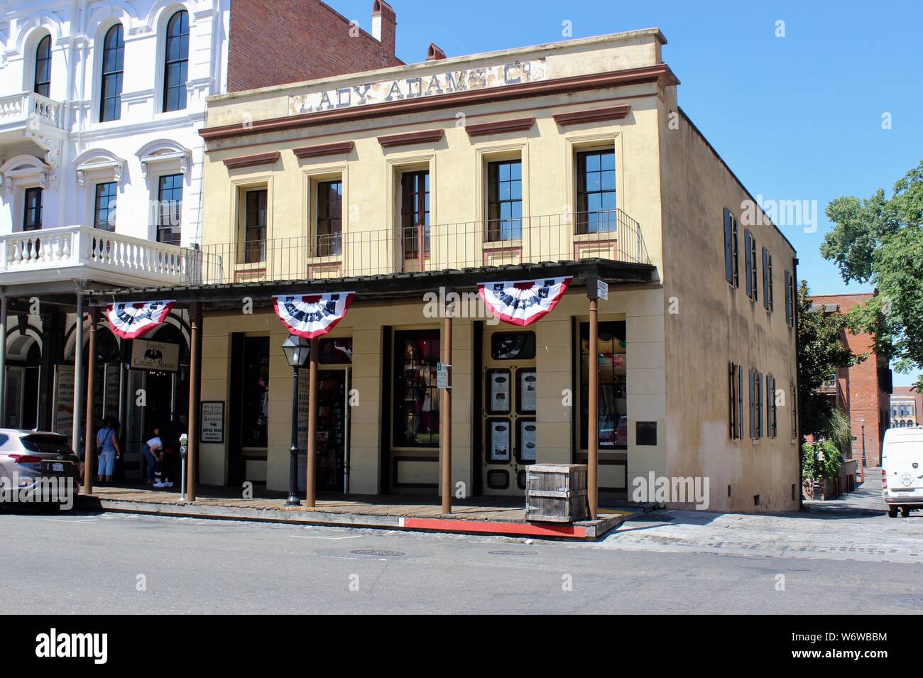 Signora Adams edificio, costruito 1852, Old Sacramento, California Foto Stock