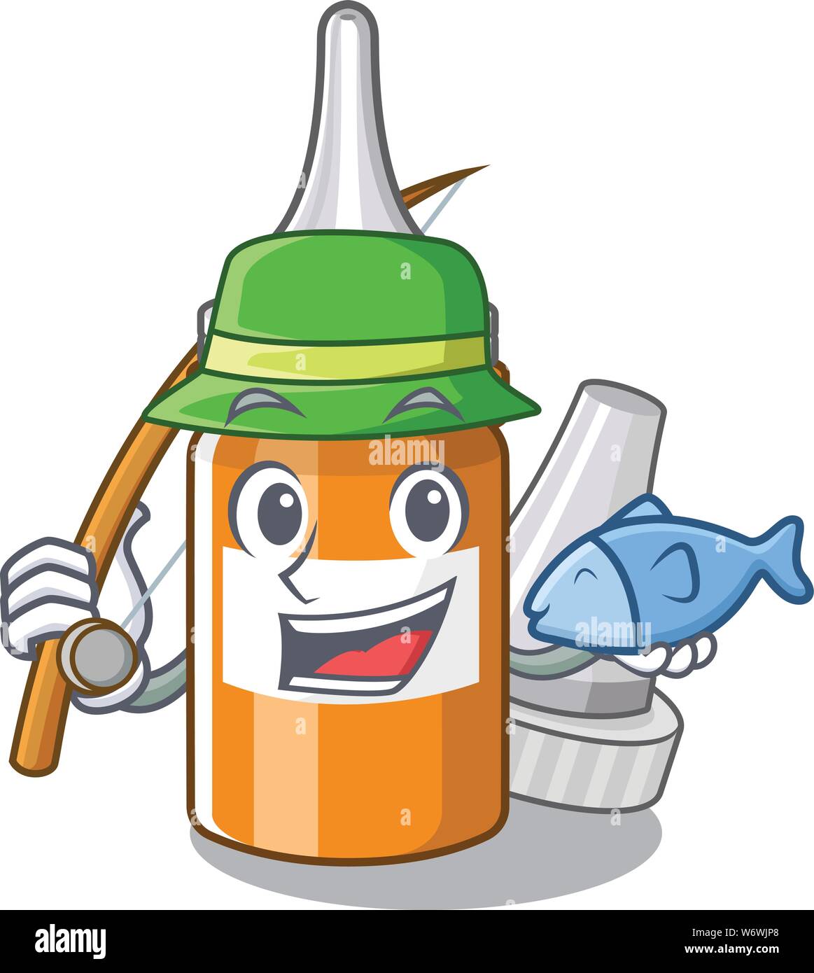 La pesca gocce auricolari in la mascotte scatola di pillole Illustrazione Vettoriale