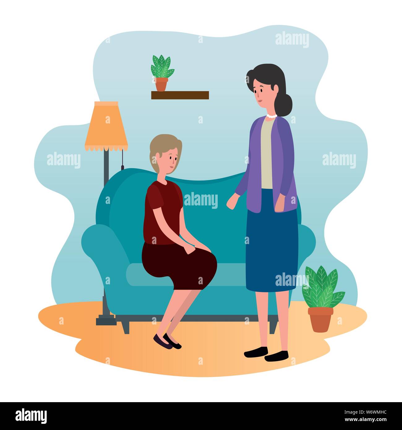 Carino nonne in divano caratteri Illustrazione Vettoriale