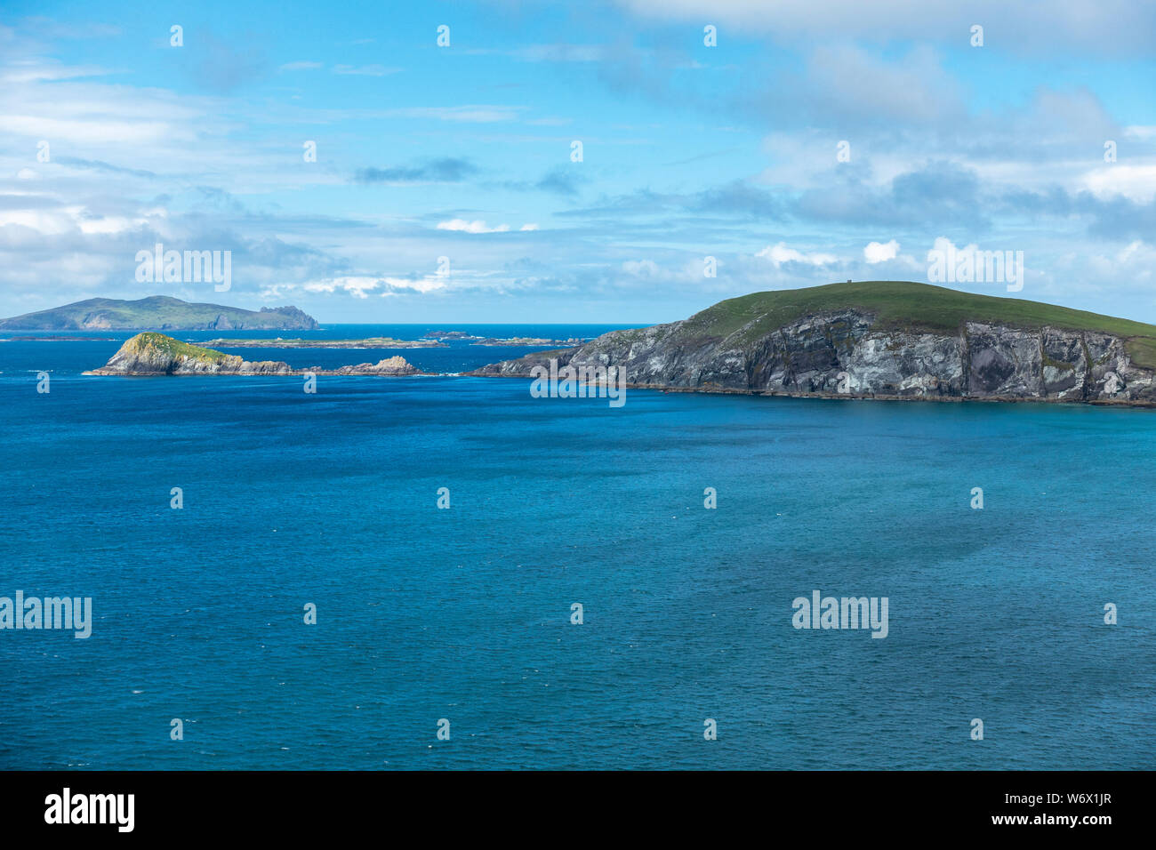 Dunmore testa e la vicina isola di Lure nella penisola di Dingle, nella contea di Kerry, Repubblica di Irlanda Foto Stock