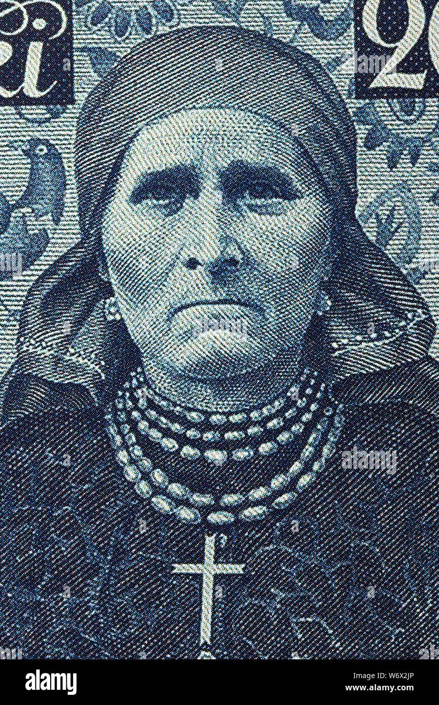 Donna dalla Slesia in costume nazionale, un ritratto dal vecchio denaro polacco Foto Stock