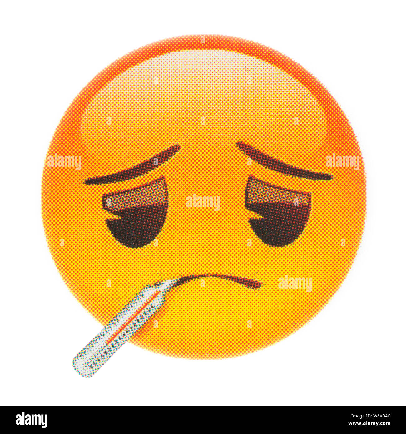 Faccia con termometro emoticon Foto Stock