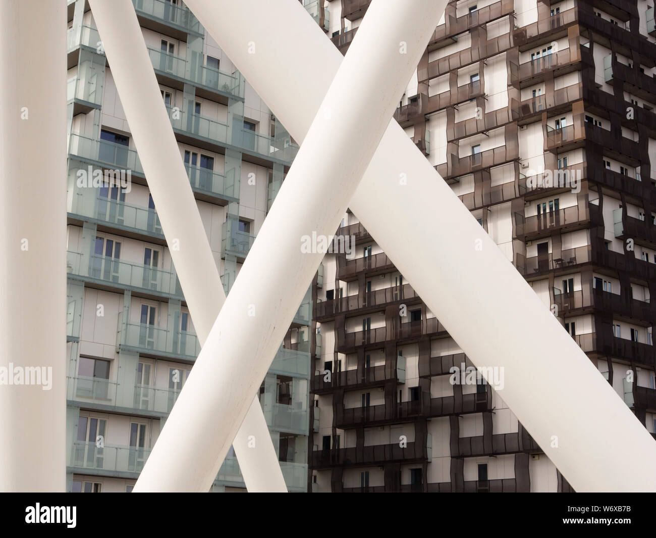 Architettura contemporanea in Oslo Norvegia, edifici nel codice a barre in Bjorvika Foto Stock