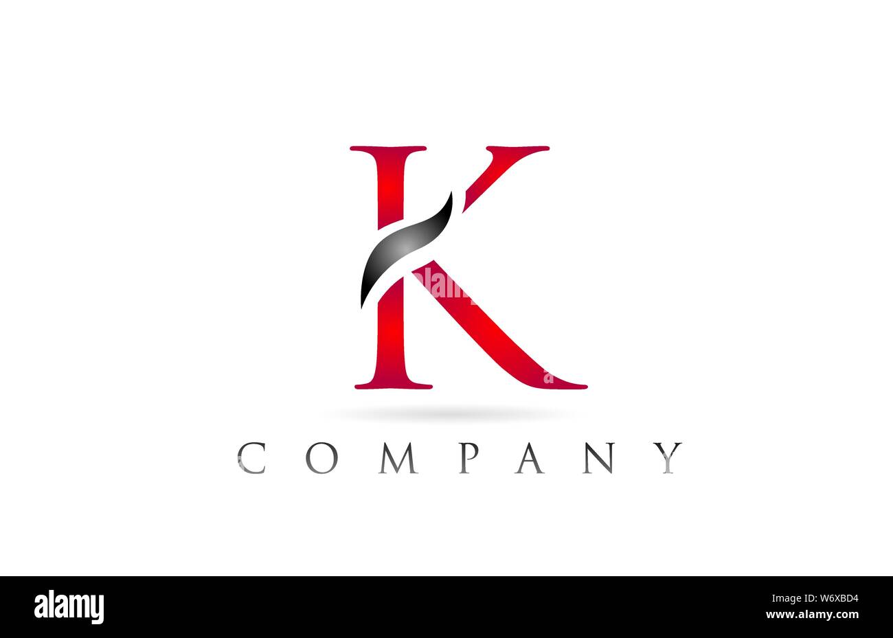 Bianco Rosso alfabeto lettera K logo design adatto per una società o business Illustrazione Vettoriale
