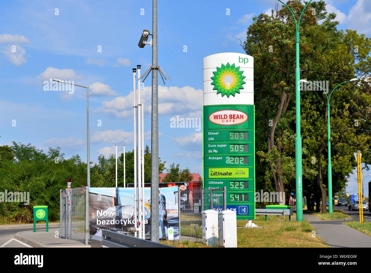 BEDZIN, Polonia - 15 Luglio 2019: BP gas station in Bedzin Foto Stock