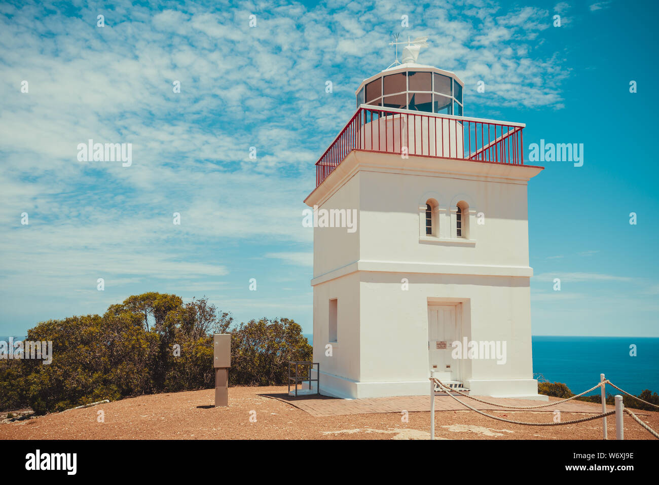 Autentica Cape Borda faro su un luminoso giorno di estate, Kangaroo Island, Sud Australia Foto Stock