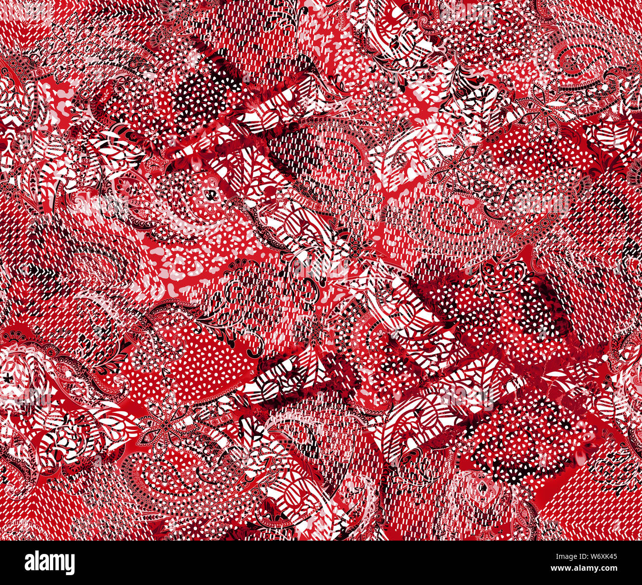 Texture in stile moderno delle forme geometriche. Collage alla moda modello senza giunture. Colore rosso. Foto Stock