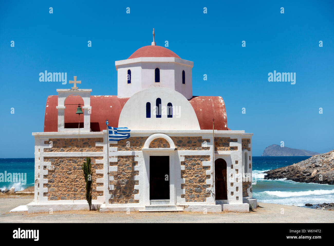 Chiesa greco-ortodossa di Agia Fotini vicino al villaggio di Pachia Ammos, Creta, Grecia Foto Stock