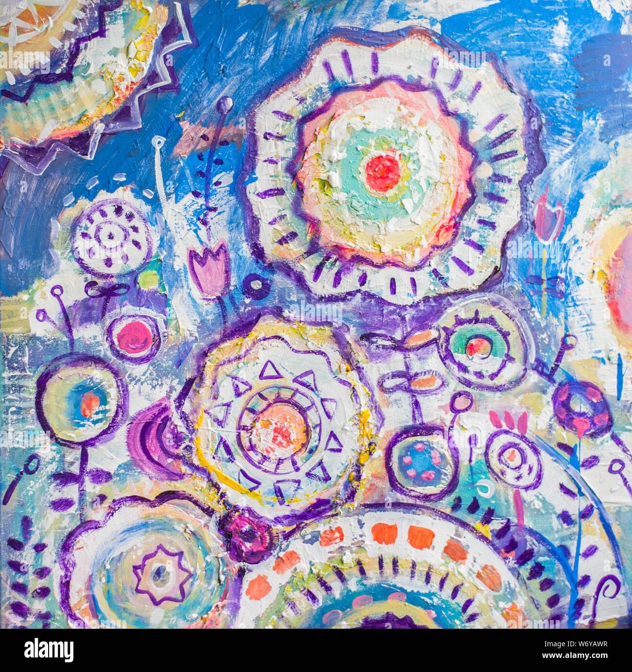 Disegnata a mano di pittura acrilica. L'arte astratta sfondo. Pittura Acrilica su tela di canapa. TextureBrushstrokes colore di vernice. Arte moderna. Arte contemporanea. Co Foto Stock