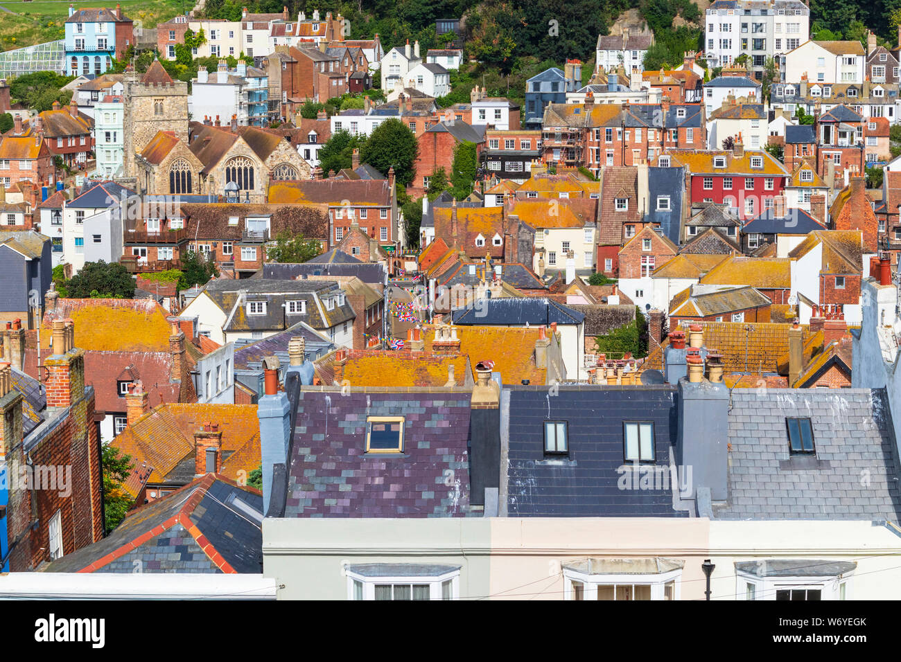 Hastings, città vecchia, tetti, east sussex, Regno Unito Foto Stock
