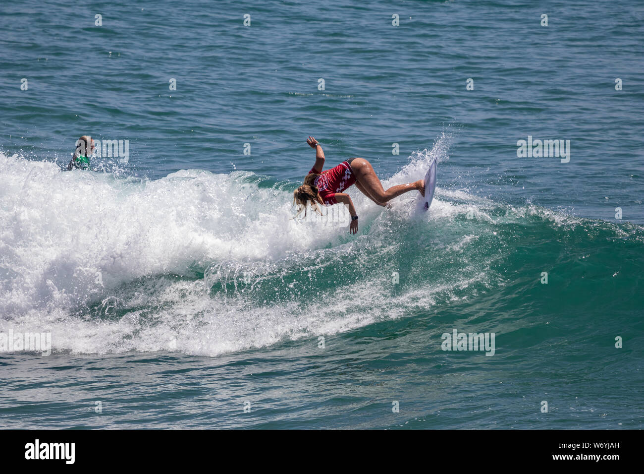 Rachel Presti dei concorrenti tedeschi nei furgoni US Open di surf 2019 Foto Stock