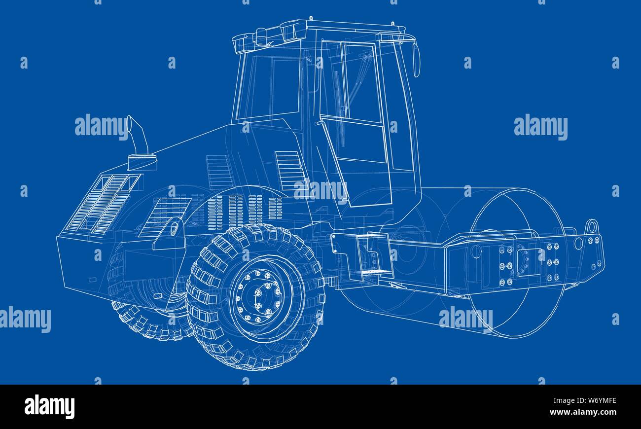 La costruzione della macchina. Asfalto vettore compattatore Illustrazione Vettoriale